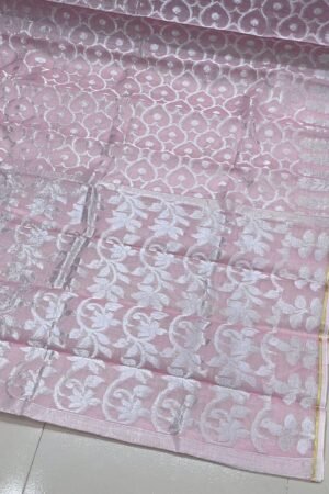 Half-silk Jamdani saree with Bel-leaf motif.